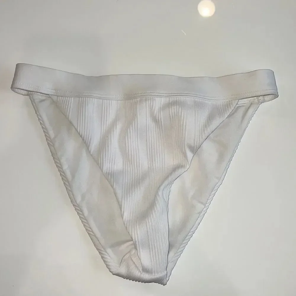 New VYB Standard Maya Vintage High Waist Swimsuit Bikini Bottom Medium WHITE